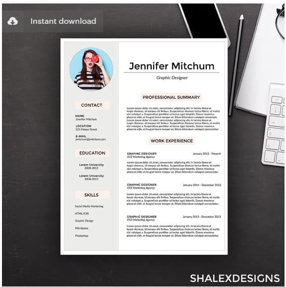 customizable resume via shalexdesigns on etsy screenshot