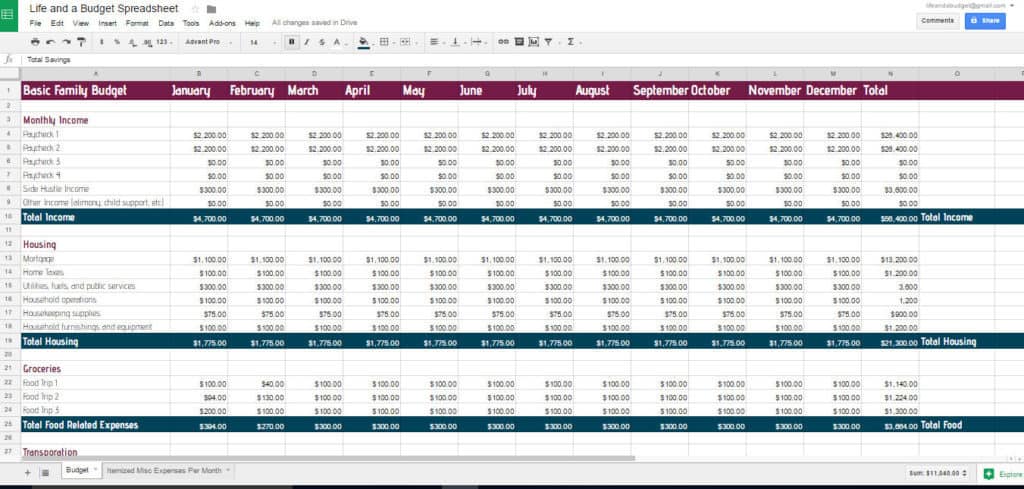 life-and-a-budget-free budget spreadsheet template-screenshot