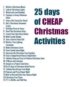 25 days of cheap Christmas activities