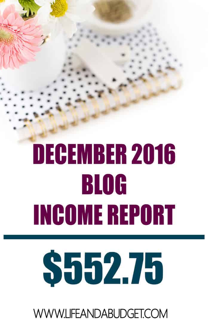 ONLINE BLOG INCOME REPORT DECEMBER 2016