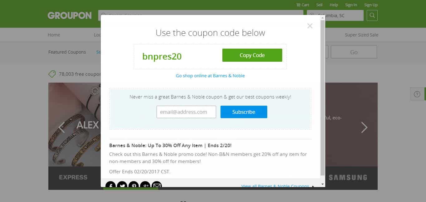 GROUPON COUPON SUBSCRIBE TO WEEKLY COUPONS