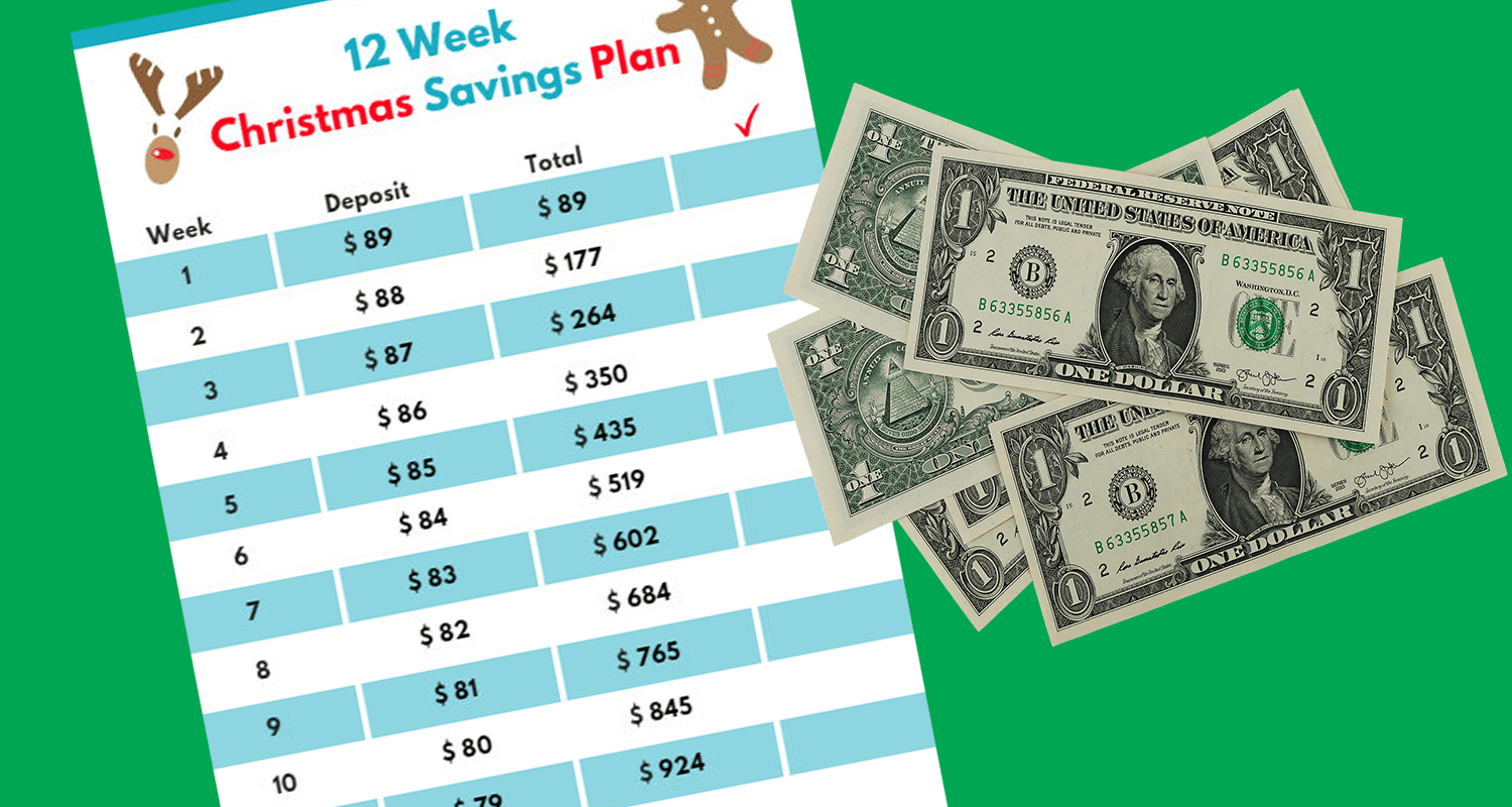 As we prepare for the holiday season, get a head start on your savings with this Christmas Savings Plan that presents an easy money challenge that will help you save $1,000 in 12 weeks.Plus, it comes with a cute free printable! #freeprintable #savingschallenge #holidaysavings #holidays #christmas #christmassavings