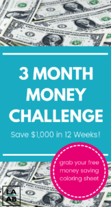 This 3 month savings plan can help you save $1,000 in extra cash for emergencies. Use the simple and free money saving challenge printable and get started today! #savings #frugal #savemoney #moneychallenge #savingschallenge #2019