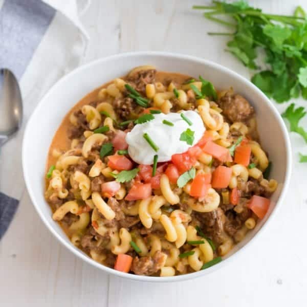 Crockpot Beef Taco Pasta - Eating on a Dime