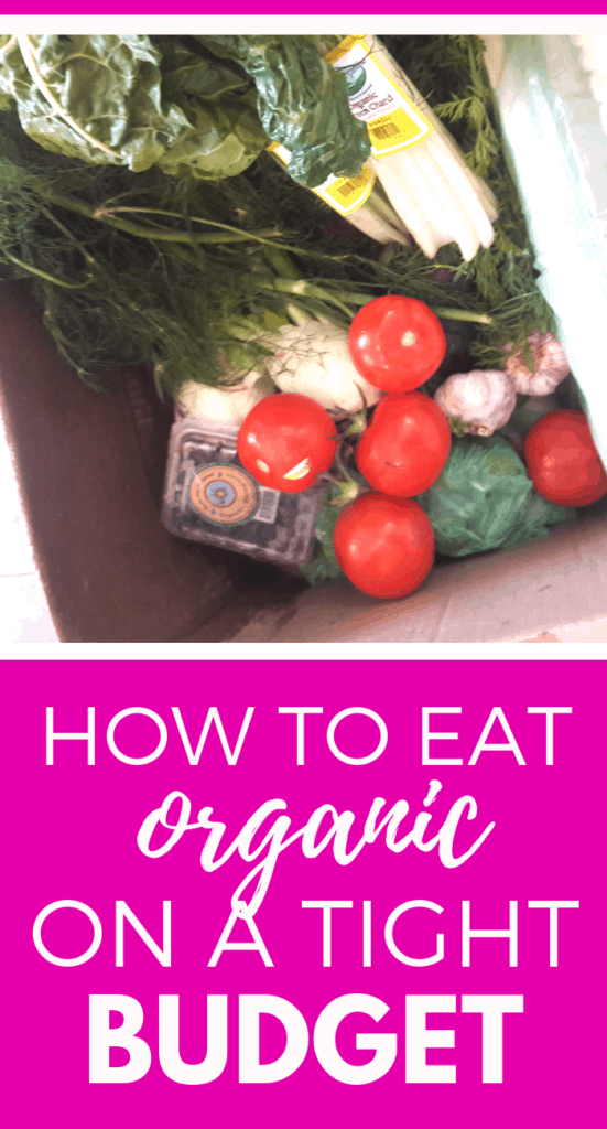 This is the #1 way to get cheap organic vegetables and fruit without spending a lot of money. In fact, I only paid $28 for a box full of produce! #frugalliving #organic #budget #healthy