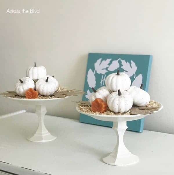 pedestals from dollar store items for fall decor