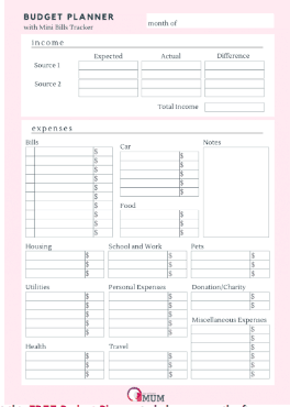 free budget template by stay at home mum