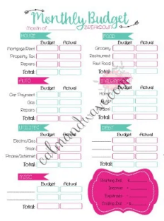free printable budget template by calm and wave