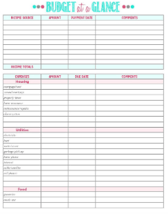 free printable budget template by clean and scentsible