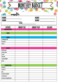 uncluttered simplicity printable budget template