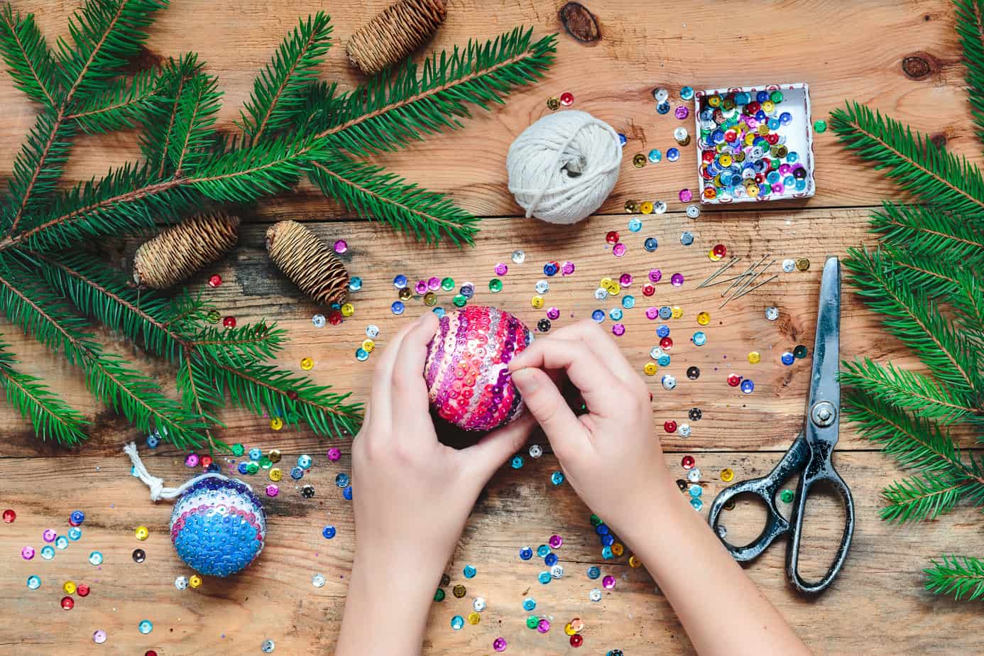 Twine Ball Christmas Ornament Tutorial - The Crafting Nook