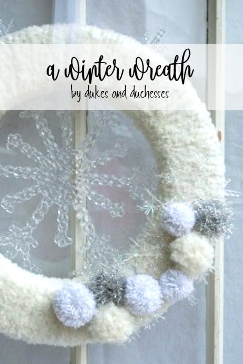 winter wreath made with lion brand yarn