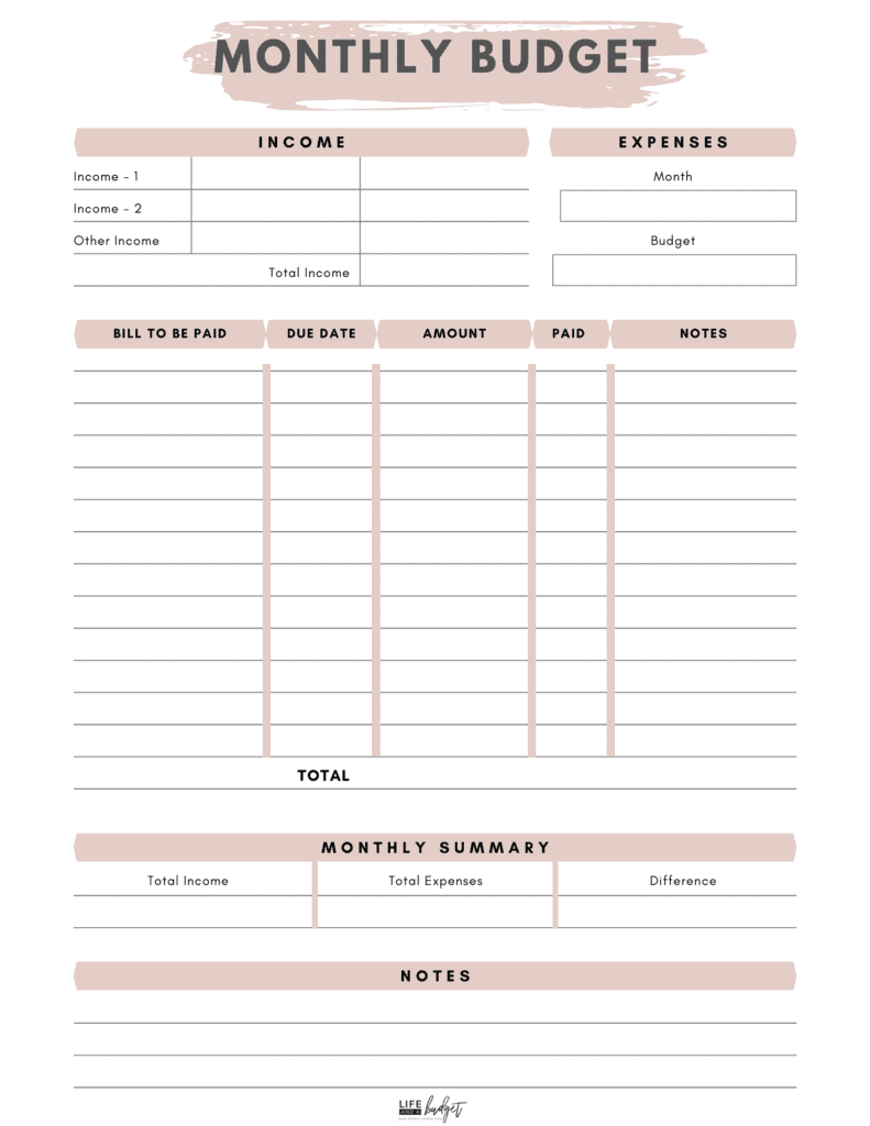 Monthly Budget Planners - 20 FREE Printables