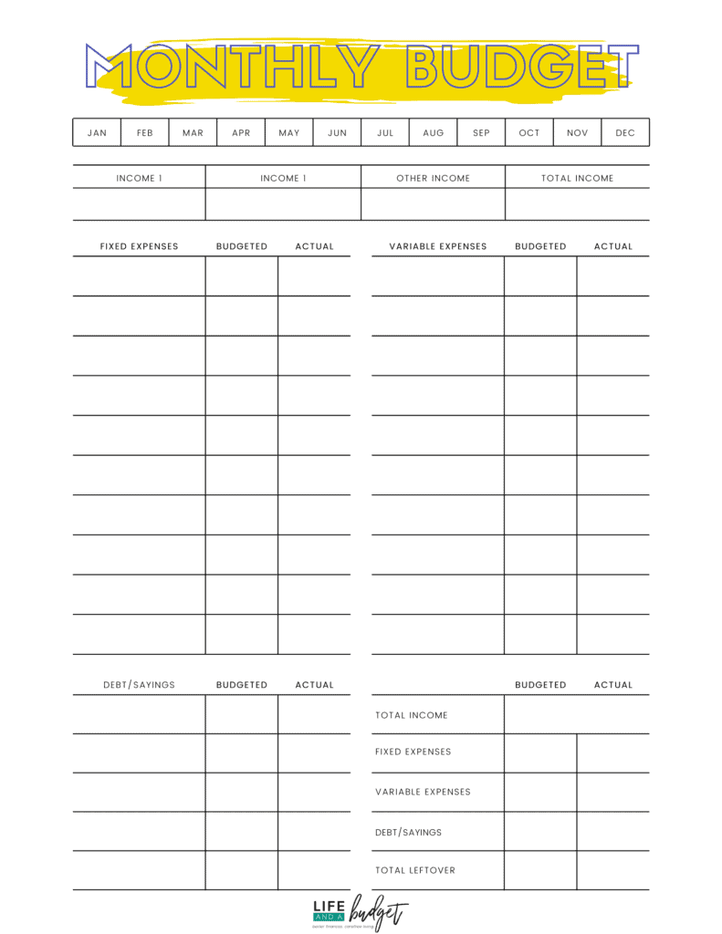 Printable Household Budget Worksheet