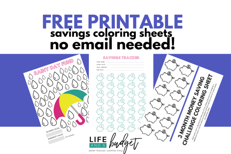 13 FREE Printable Savings Tracker Coloring Pages Life and a Budget