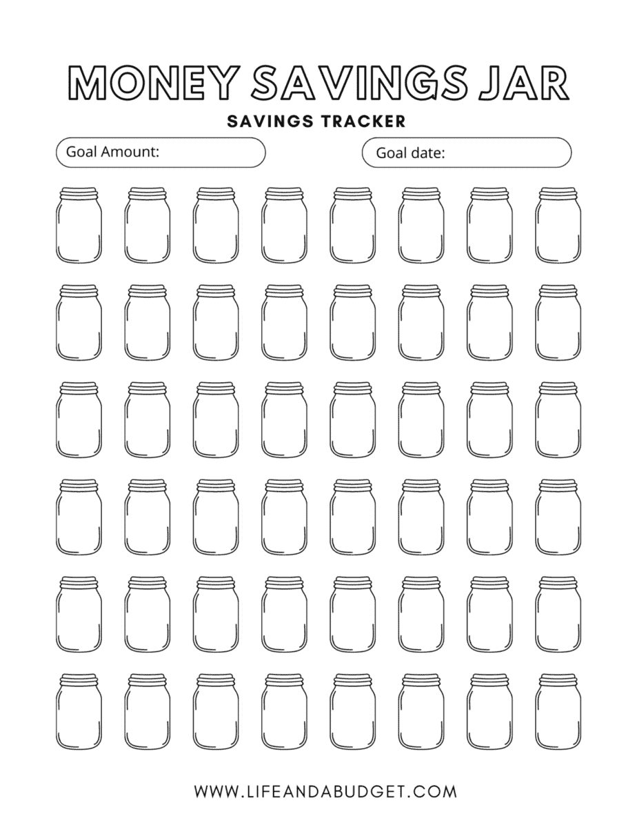 13 FREE Printable Savings Tracker Coloring Pages Life and a Budget