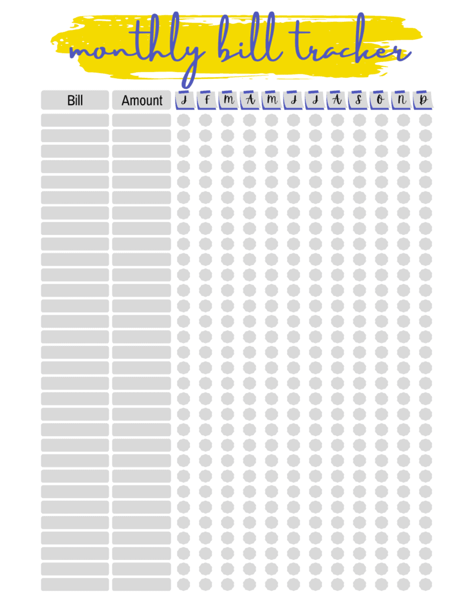 Monthly Bill Tracker Printable No Email Sign Up Life And A Budget